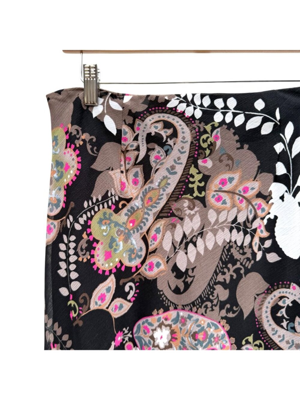 Cato Paisley Floral Maxi Skirt 14 16W Womens Ruffled Hem Black Brown Pink Boho - Picture 2 of 6
